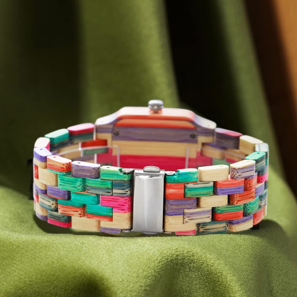 Dentily Women Square Wood Watches Handmade Wooden Quartz Ladies Womens Watch Women's Wooden Watch Dentily