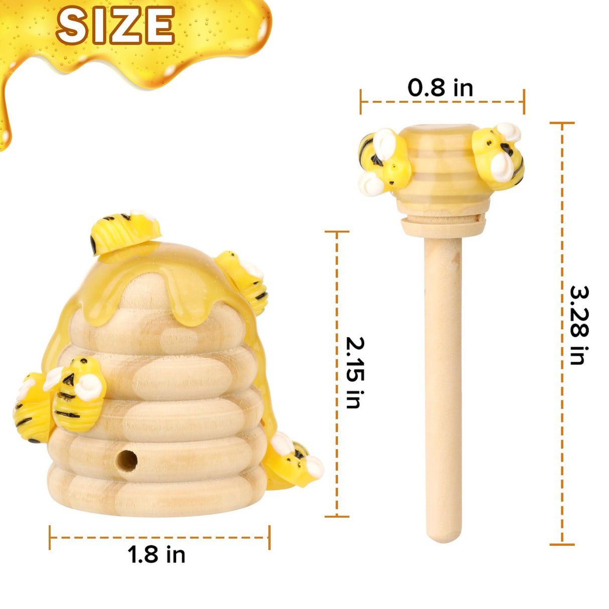 Honey Bee Spring Tiered Tray Decor, Bumblebee Party Decorations, Summer Farmhouse Beehive Decoration Set, 2 Mini Faux Bee Honey Dippers & 1 Fake Wooden Honeycomb Centerpiece, Bookshelf Table Decors WixiTool