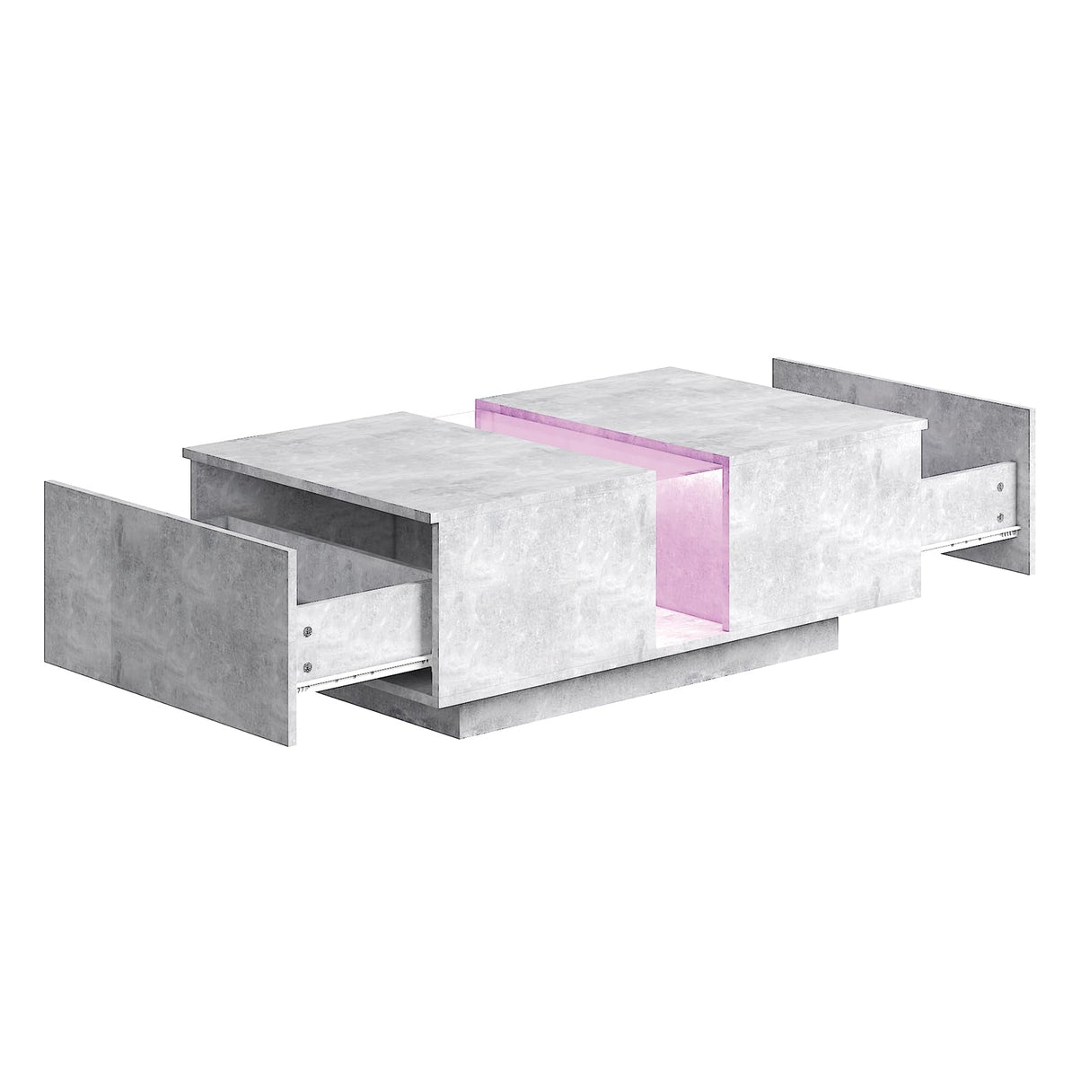 HedoAjim Grey Led Coffee Table for Living Room, Rectangular Living Room Table with Storage, Acrylic Coffee Tables with 2 Sliding Drawers, Wood Center Table for Reception Dinning Room HedoAjim