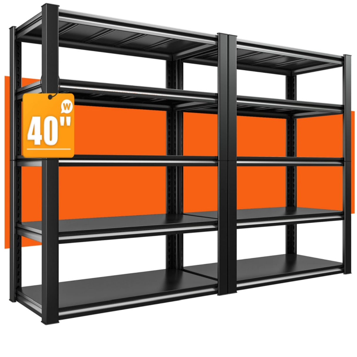 REIBII Garage Shelving Heavy Duty 2500LBS Storage Shelves 40" W Garage Shelves Heavy Duty Shelving Metal Shelves for Warehouse, Basement, Pantry, 40" W x 17.7" D x 72.2" H, 2Pack REIBII