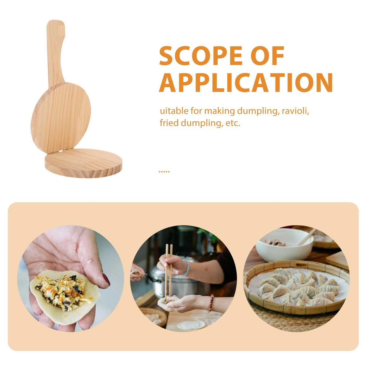 VOSAREA Wood Dumpling Presser Kitchen Dumpling Press Tool Wonton Skin Press Maker Dumpling Maker Machine for Ravioli Pancakes Pizza Manual Corn Tortillas Sugar Pancakes Wrapper (8.25X4.91X2.36 Inch) VOSAREA