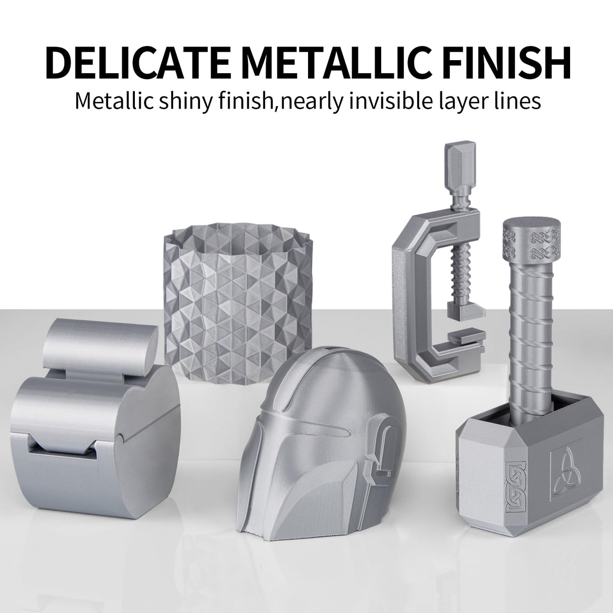 Metallic PETG Filament 1.75mm, TINMORRY Rapid PETG 3D Printing Filament, PETG with a Rapid Flow Rate, Compatible with Bambu Lab FDM 3D Printer, 1KG, Chrome/Metal Silver TINMORRY