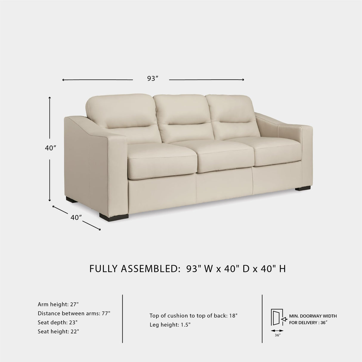 Signature Design by Ashley Treasure Trove Contemporary Leather Match Sofa, Beige Signature Design by Ashley