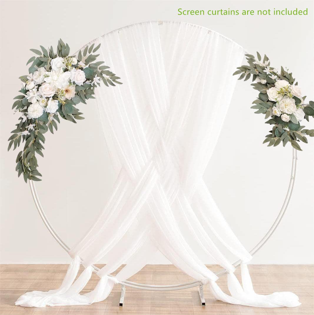 BMQDSM Wedding Arch Faux Flowers Set of 2 Greenery Garland for Wedding Decor Ceremony and Reception Backdrop Decoration (White) BMQDSM