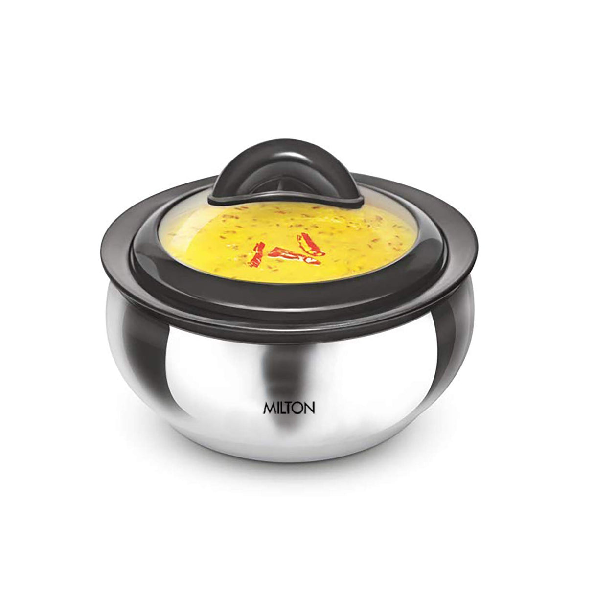 Milton Casserole with Glass Lid Set of 3 for Hot Food, Insulated Hot Pot, Stainless Steel, Serving Box (bowl, dish) for Food and Roti, Sizes 19 oz, 41 oz and 66 oz, Clarion MILTON