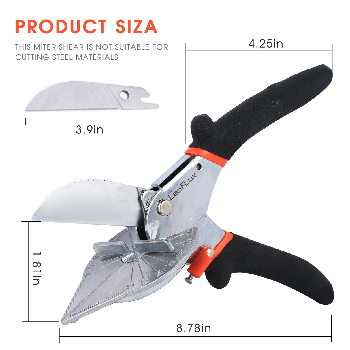 LeafLux Miter Shears for Wood Trim, Adjustable 45°-135° Multi-Angle Handheld Tool, Multifunctional Trunking, Moulding Shears, Perfect for Mitre Cutting, Quarter Round, No Replacement Blade | LFXP3101S LeafLux