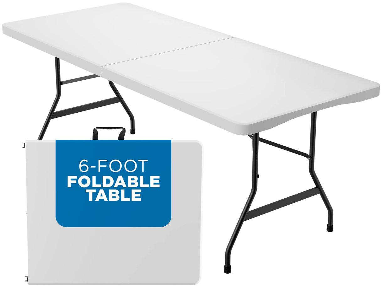 Sorfey Folding Table 6-Foot X 30 inch, White Plastic Sorfey