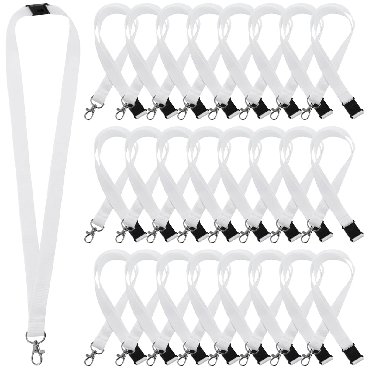 OMISTAR 50 PCS Sublimation Blank Lanyards, Bulk White Sublimation Lanyards with Detachable Buckles, Neck Lanyards Heat Transfer Lanyard for ID Badge Holder Keychain Gifts OMISTAR
