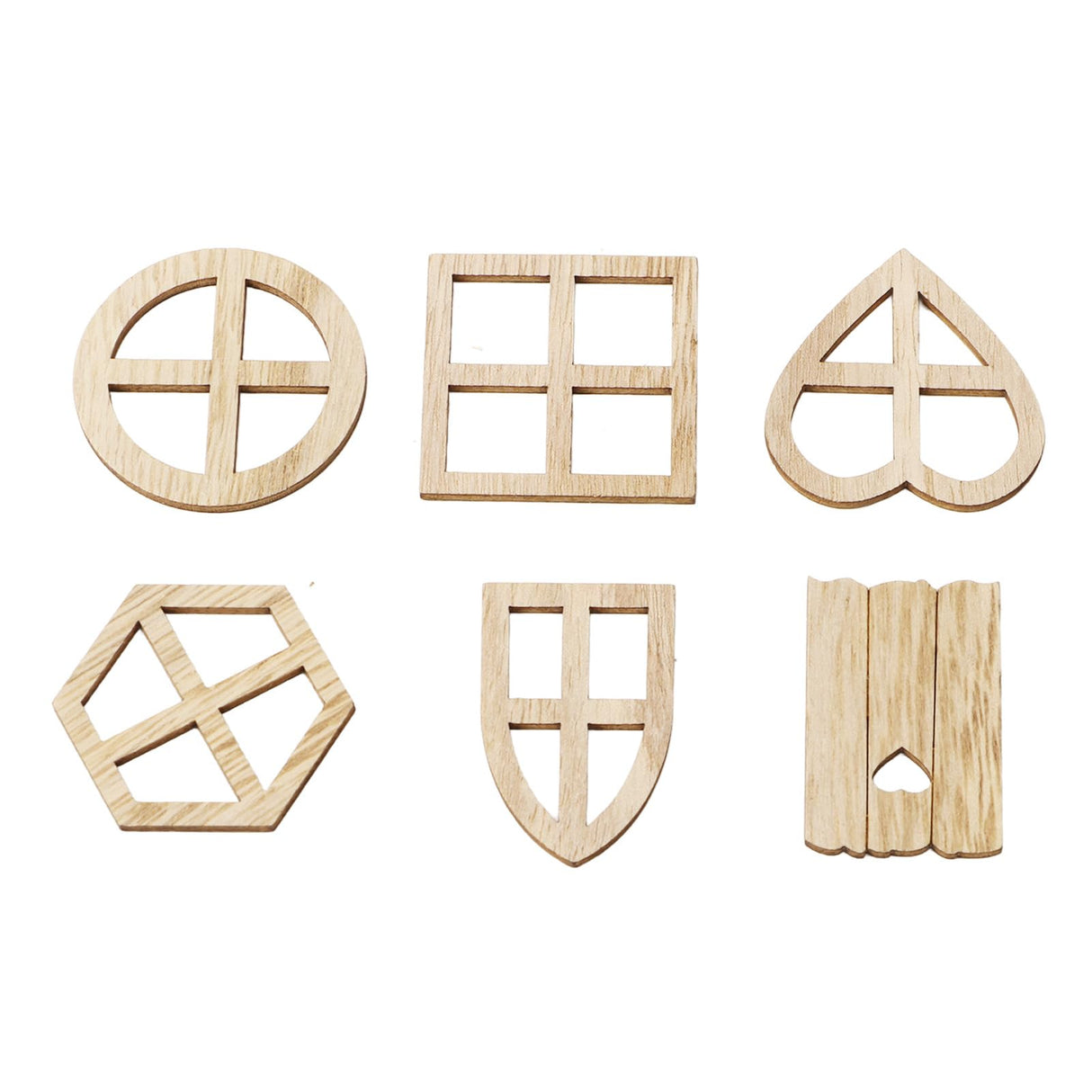 100pcs Wood Window Cutouts - Multipurpose Unfinished Wood Slices, Unfinished Wood Crafts for DIY, Kids Crafts, and Home Decor Projects Topyond