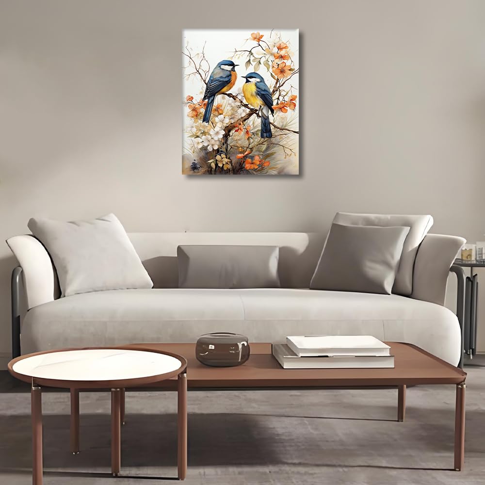 HULDFRDA Paint by Numbers for Adults Birds Paint by Number Adult Paint by Number Kits Bird Paint Painting by Number DIY Adult Paint by Number Kits on Canvas with 3 Paint Brushes,16x20 Inch HULDFRDA