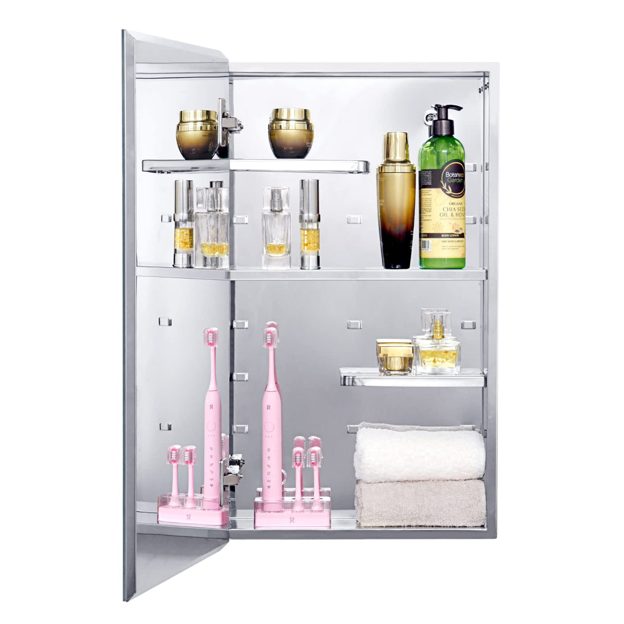 Fundin Bathroom Wall Cabinet with Half Cut Shelves,14.8 x 25.6 Stainless Steel Storage Cabinet, Bathroom/Living Room Medicine Cabinet Fundin