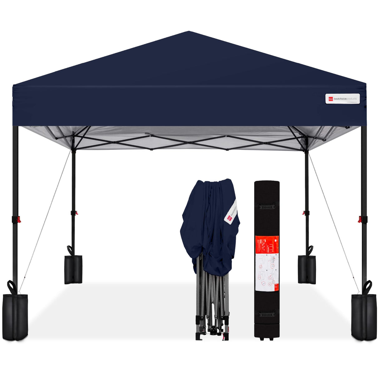 Best Choice Products 10x10ft 1-Person Setup Pop Up Canopy Tent Instant Portable Shelter w/ 1-Button Push, Case, 4 Weight Bags - Blue Best Choice Products