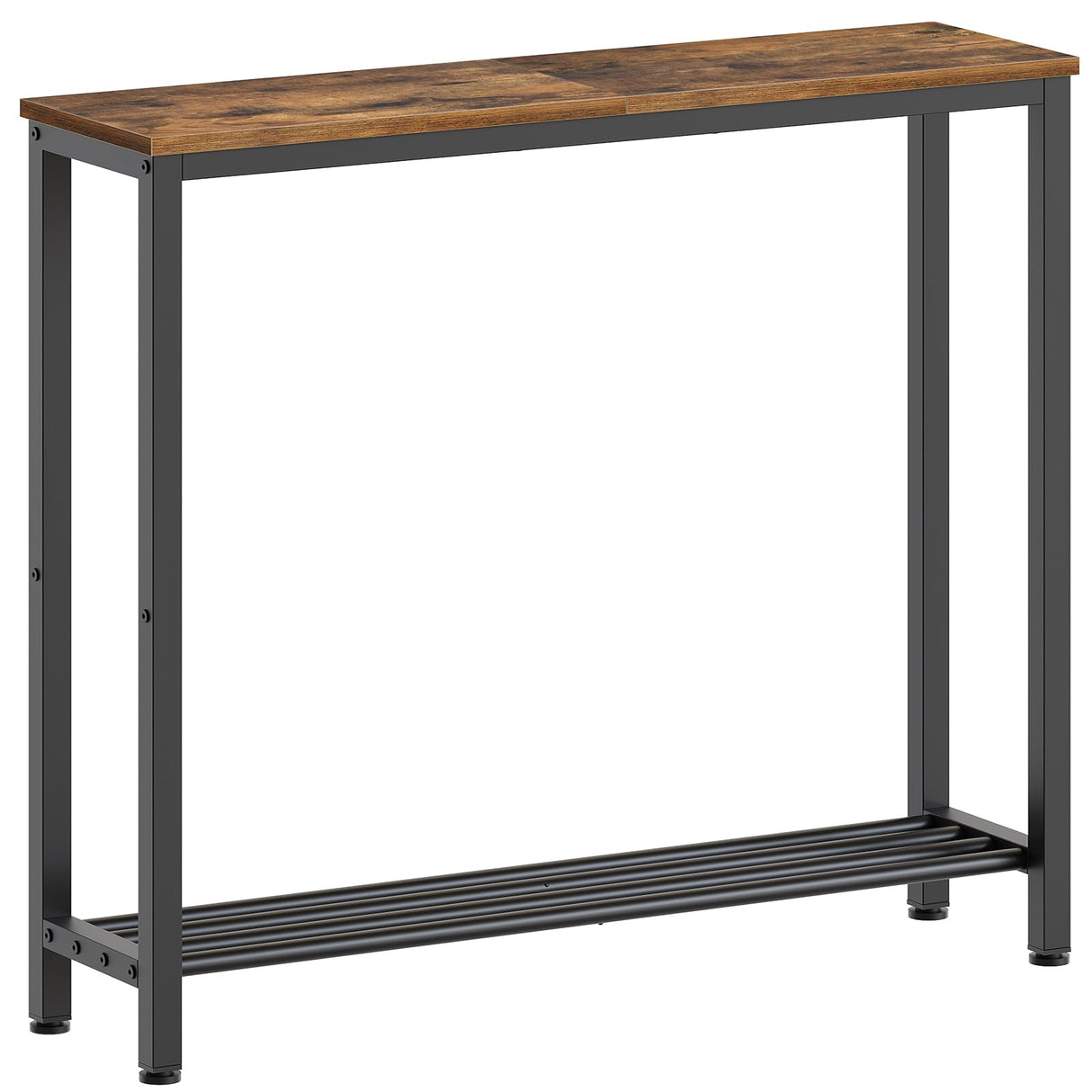 YATINEY Narrow Console Table, 2-Tier Small Sofa Table, 29.5" Thin Entryway Table, Behind Couch Table with Shelves, Industrial Hallway Table, for Living Room, Foyer, Rustic Brown and Black CT03BR YATINEY