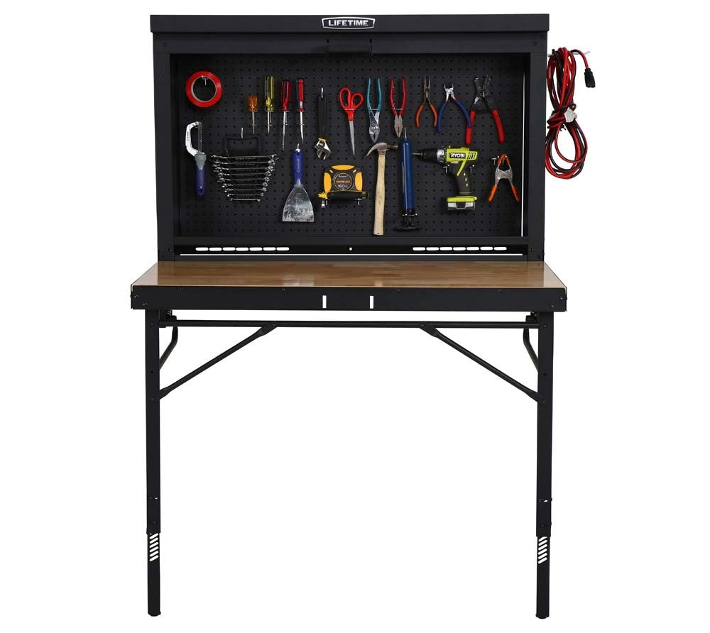 Lifetime Products Wall Mounted Work Table, 4', Wood Varnish (80421) Lifetime