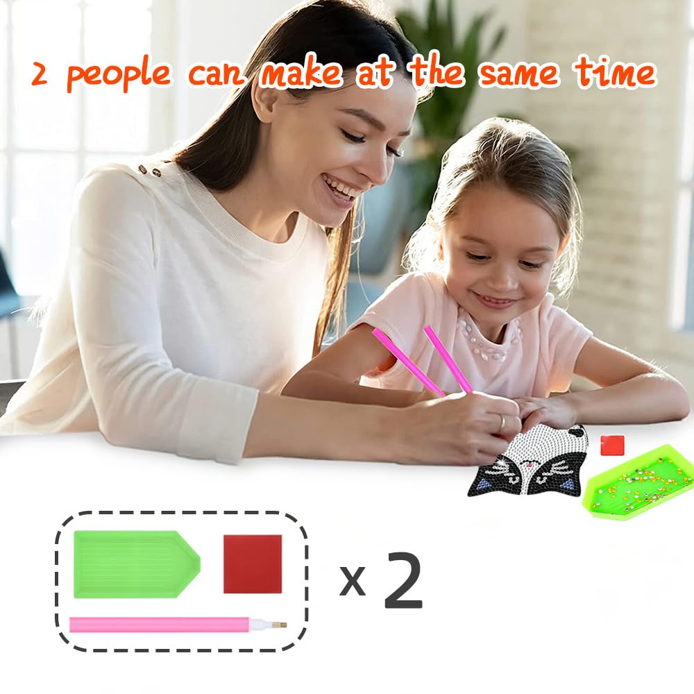 JUNIPLTER 6 PCS Cat Diamond Painting Coasters Kits with Double Tools, DIY Diamond Art Kits for Adults Kids Beginners, Cat Diamond Art Coasters Non-Slip & Heat Insulation, Perfect Holiday Gift JUNIPLTER