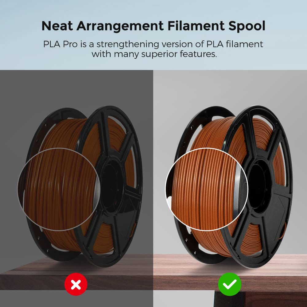 FLASHFORGE 3D Printer Filament, PLA PRO Filament 1.75mm, 1KG Spool (2.2lbs), Dimensional Accuracy +/- 0.02mm for FDM 3D Printers, Better Tenacity & No Knotting (Brown) FLASHFORGE
