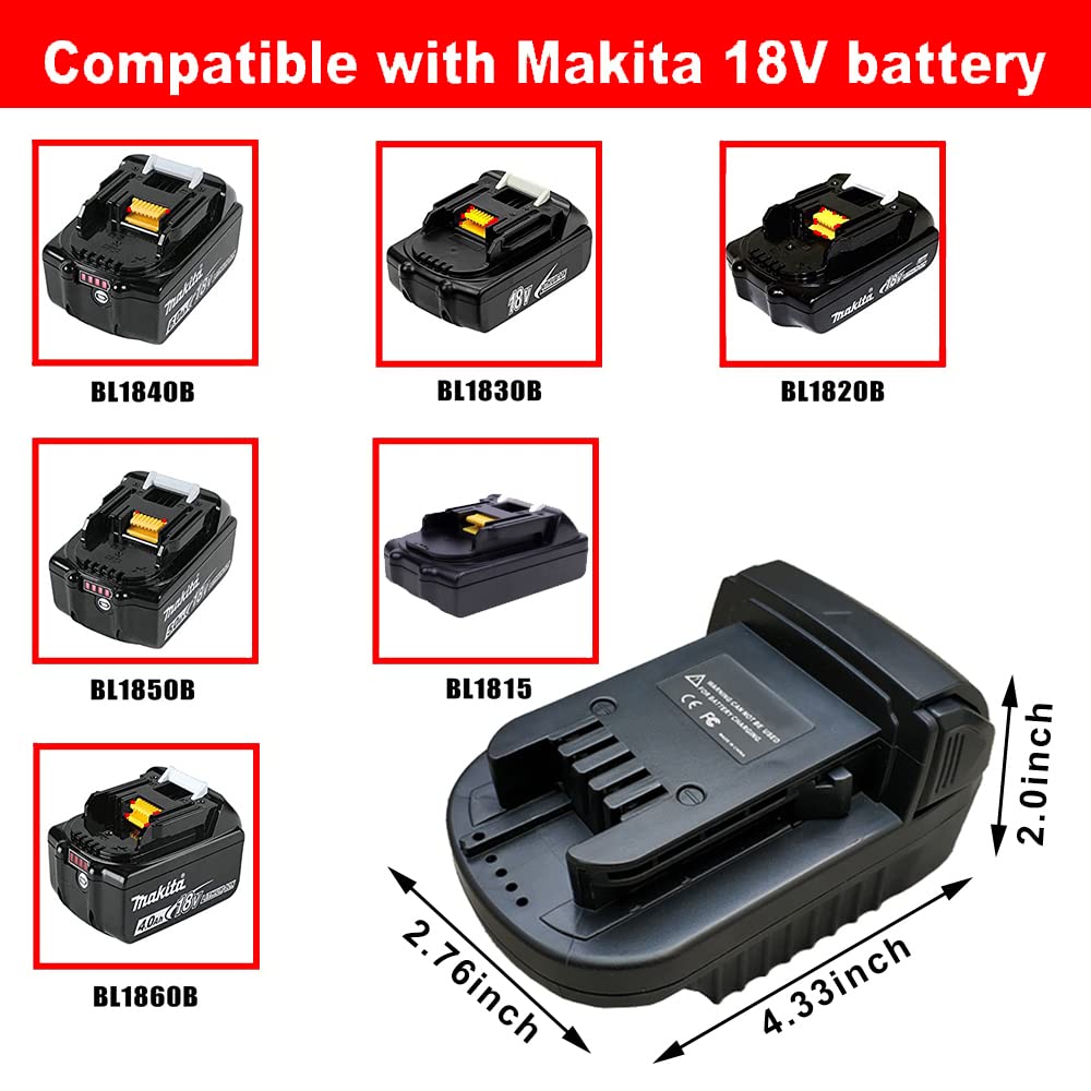 JFQWLE Converter for Makita to Milwaukee 18V Battery Adapter, Convert Makita 18V Lithium-Ion Battery BL1815 BL1830B BL1860B to Milwaukee 18 Volt M18 Lithium Cordless Tool Battery JFQWLE