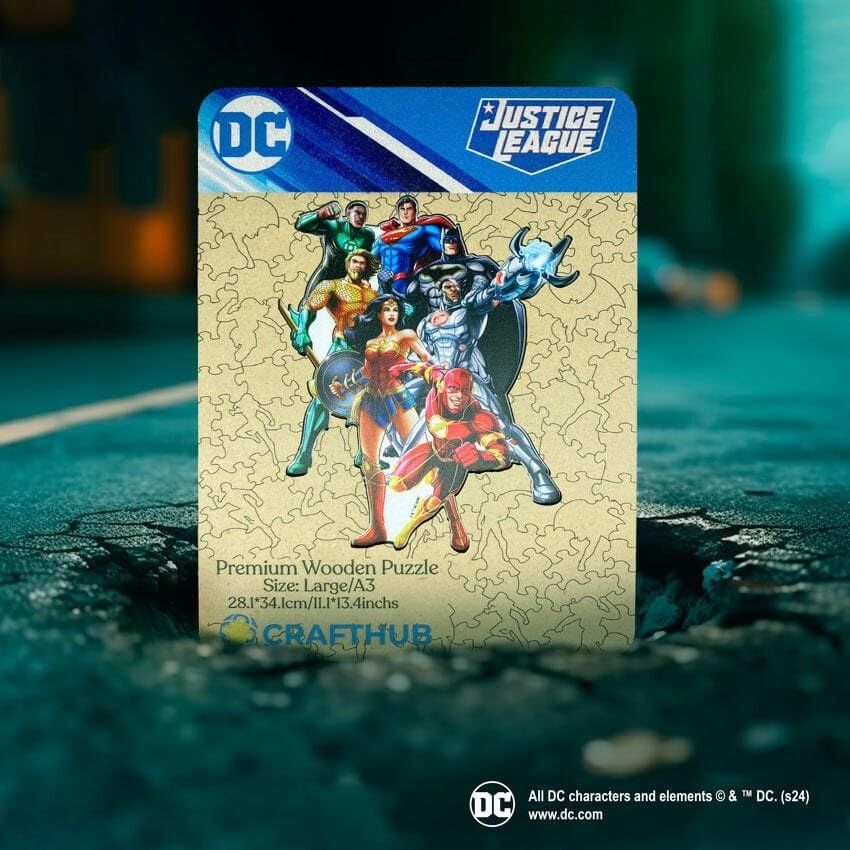 Crafthub DC Wooden Puzzles for Adults – A3 Size with 120 Pieces Wood Puzzles – Justice League Legends – Jigsaw Puzzles with Unique Shapes – 11" x 13.4" CRAFTHUB
