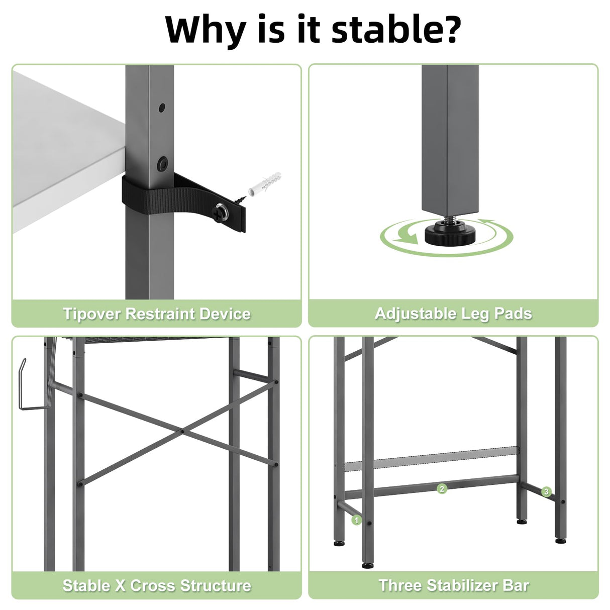 Kalrin Over-The-Toilet Storage Rack, 4-Tier Bathroom Organizer Shelf Over Toilet with Adjustable Shelf and Basket, Freestanding Space Saver Bathroom Shelves Above Toilet for Room (Gray- White) Kalrin