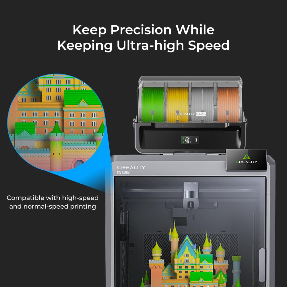 Creality PLA Filament 1.75mm Bundle 4Kg, Hyper RFID 3D Printer Filament, High Speed 30-600mm/s, 4 Pack 1Kg Spool(2.2lbs) Multi-Color PLA, Fits for Most 3D Printers (Black,White,Red,Blue) Creality