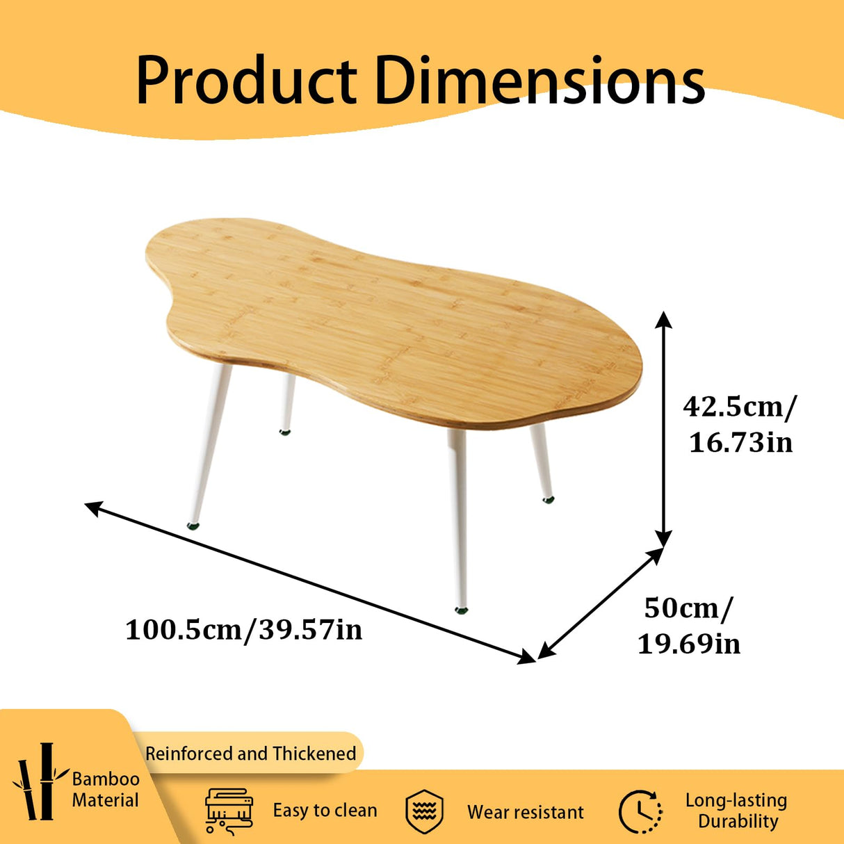 ZHUMUJIAJU Modern Coffee Table for Living Room- Small Tea Tables with Bamboo, Mid Century Modern Coffee Tables Adjustable, Wood Accent Sofa Center Table for Living Room & Office ZHUMUJIAJU