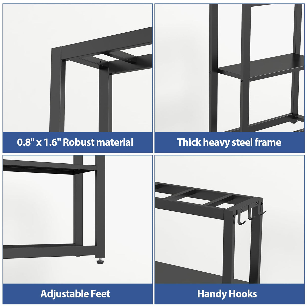 Livofloral 10-20 Gallon Fish Tank Stand with Storage Shelf, Aquarium Stand Measuring 24.8" W x 9.5" D x 30.1" H with Hooks,Heavy Duty Metal Turtle Reptile Tank Stand, Easy Assemble Livofloral