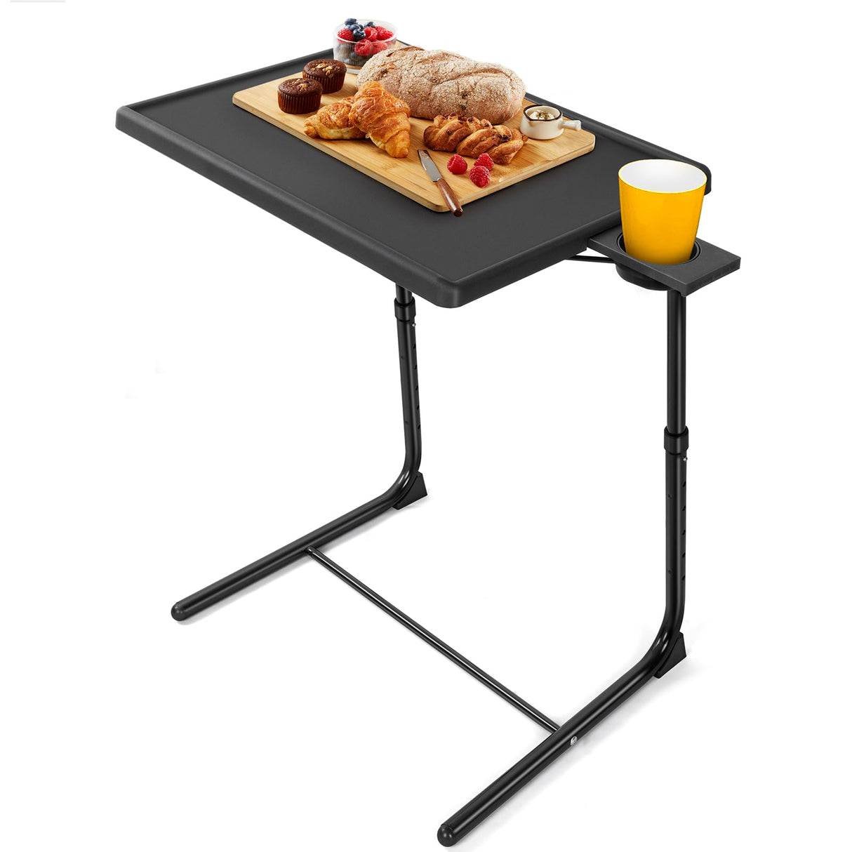 LORYERGO TV Tray - TV Table, Folding Table Trays, w/6 Height & 3 Tilt Angle, w/Cup Holder, Dinner Tray for Eating on Couch, Laptop, Bed & Couch LORYERGO