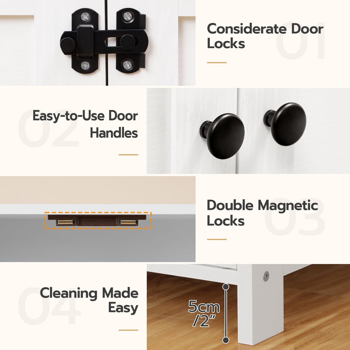 HOOBRO Litter Box Enclosure, Cat Litter Box Furniture with Removable Divider, Large Hidden Litter Box Furniture, Wooden Cat House, End Side Table, 31" L x 17.5" W x 18" H, White WT03MW01G2 HOOBRO