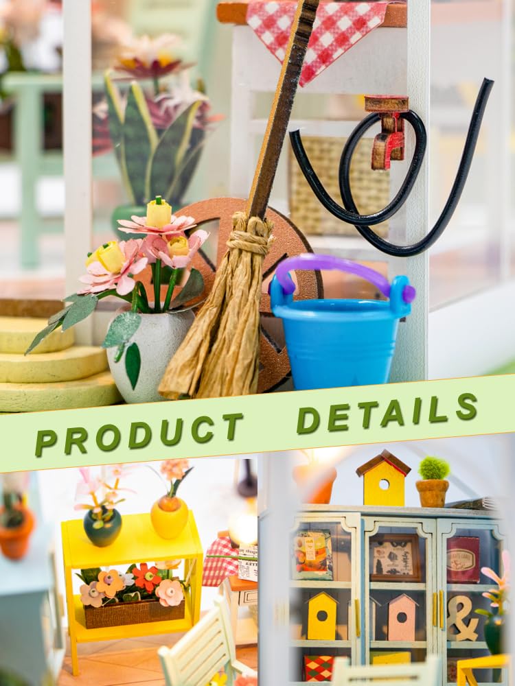 PlayOnePlay Create Your Dream Tiny Home with Our DIY Miniature House Kit - Wooden Furniture Decoration for Adults, Teens, and Friends! (Sunshine Flower) PlayOnePlay
