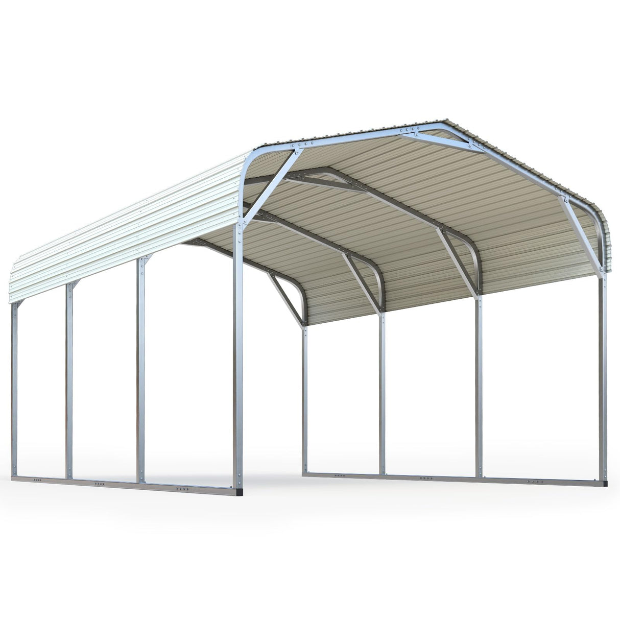 Quictent 10x15 ft Metal Roof Carport Kits Hard Top Garage Heavy Duty Steel Car Canopy, White Quictent