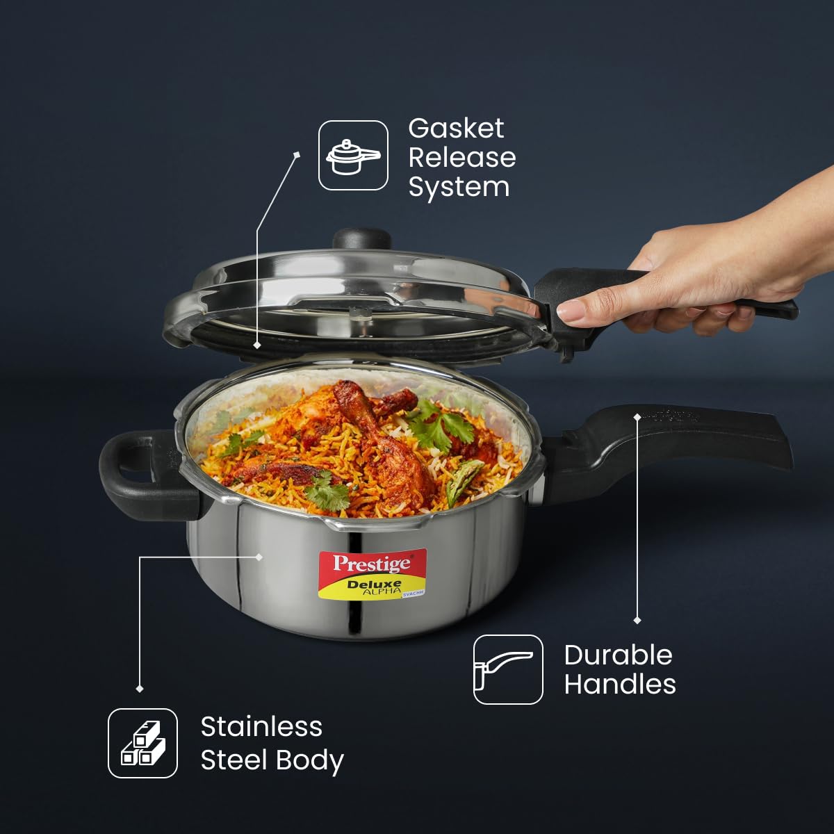 Prestige PRASV3 Pressure Cooker, Stainless steel, 3 Liter, Silver Prestige