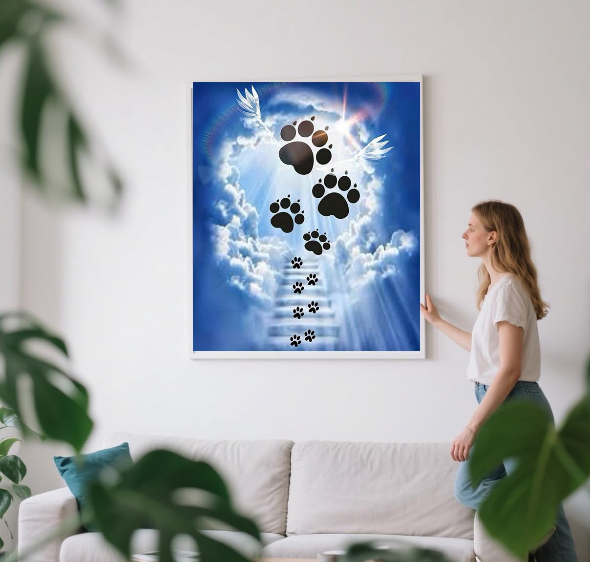 GXGLLPZBY 5D Diamond Painting Kits for Beginners, DIY Sky Sunshine Pet Dog Paws Diamond Art Kits for Adult, Full Round Diamond Dot Gem Art Kits,Home Wall Decoration 11.8x15.8 Inches GXGLLPZBY
