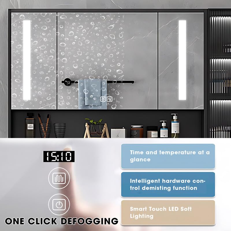 High QLO Bathroom Vanity -60'' Floating Bathroom Vanities with Sink Includes Striped Embossed Glass Door Cabinet & White Simple Unique Style | Marble Texture Design Countertop and Led Light High QLO