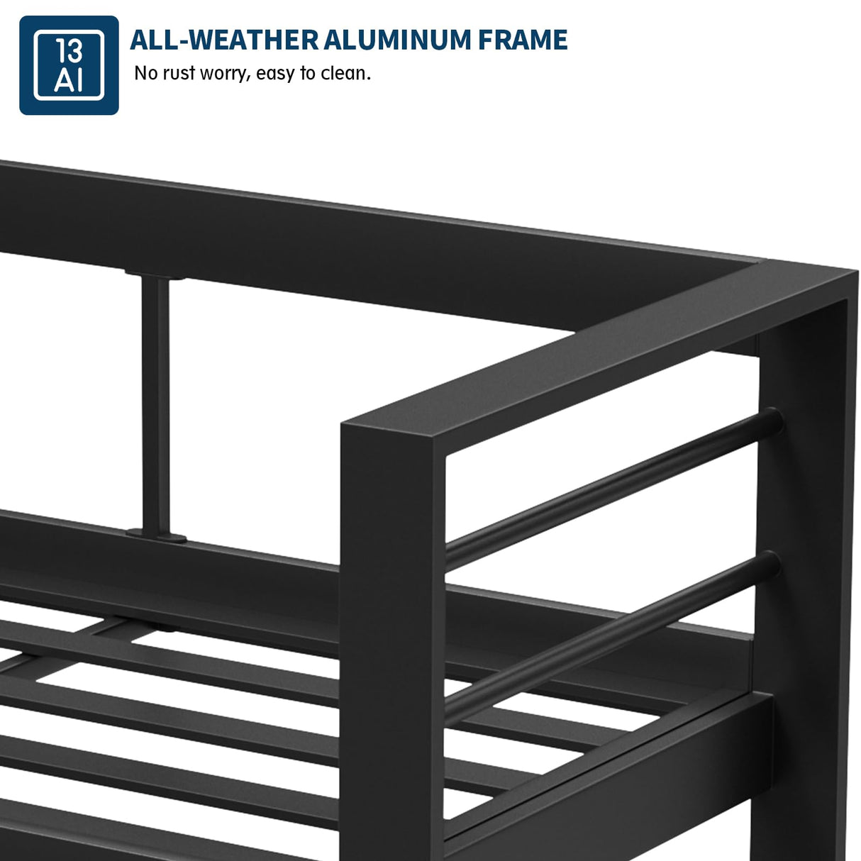 UDPATIO Outdoor Loveseat Aluminum Outdoor Furniture Sofa, Patio Seating Loveseat with 5" Thick Cushion and Waterproof Cover UDPATIO