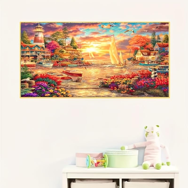 KTHOFCY 5D DIY Diamond Painting Kits for Adults, Beach Landscape Full Drill Embroidery Cross Stitch Crystal Rhinestone Paintings Pictures Arts Wall Decor Painting Dots Kits 15.7X27.5inch KTHOFCY