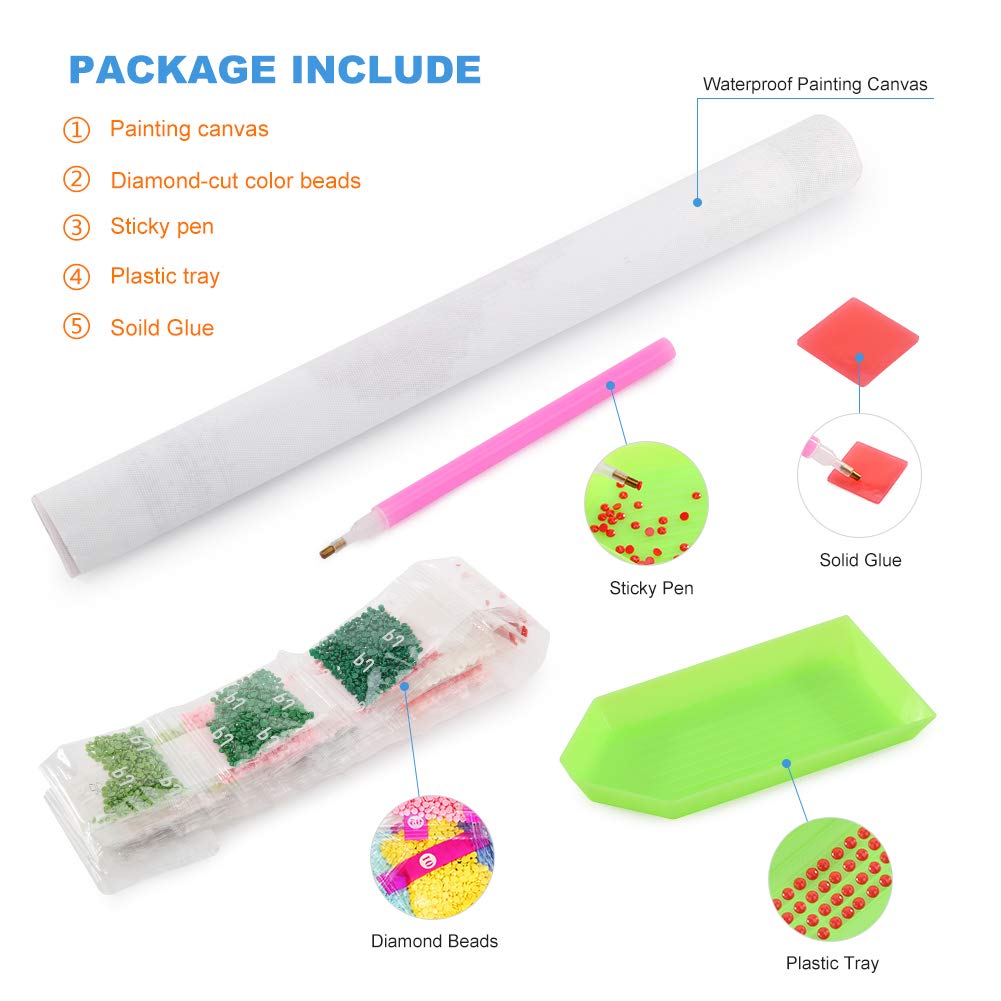 Stalente Diamond Painting Kits for Adults, Diamond Painting Dog, Diamond Art Animal, DIY 5D Round Full Drill Diamond Art Dog and Duck Craft for Home Decor 13.7X17.7in, Umbrella Stalente