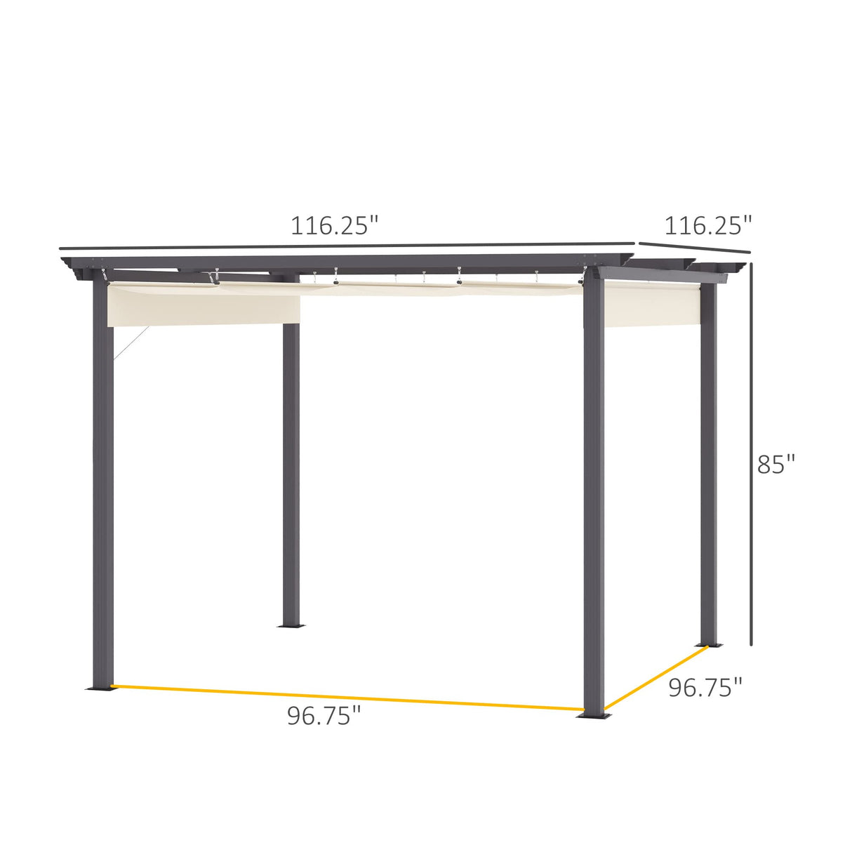 Outsunny 10' x 10' Retractable Pergola Canopy, Patio Gazebo, Sun Shelter with Aluminum Frame for Outdoors, Cream White Outsunny
