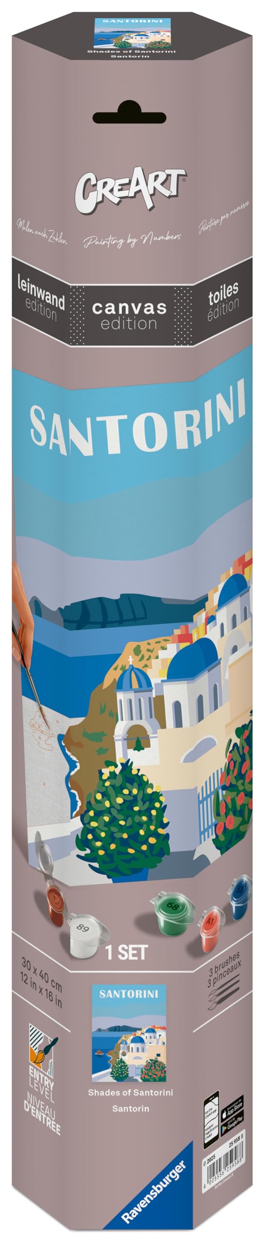Ravensburger Relax CreArt Santorini Canvas Paint by Numbers Kit | Perfect DIY Art Gift for Adults, Stress Relief, and Creative Hobby Ravensburger