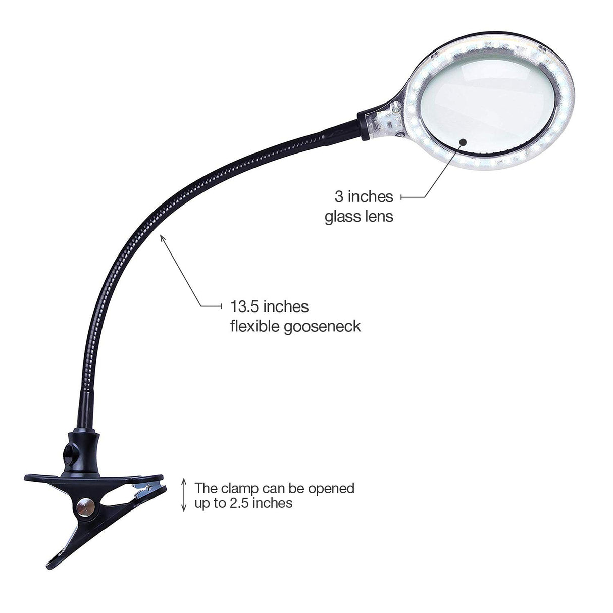 Brightech LightView Flex Magnifying Desk Lamp, 1.75X Light Magnifier, Adjustable Magnifying Glass with Light for Crafts, Reading, Close Work Brightech