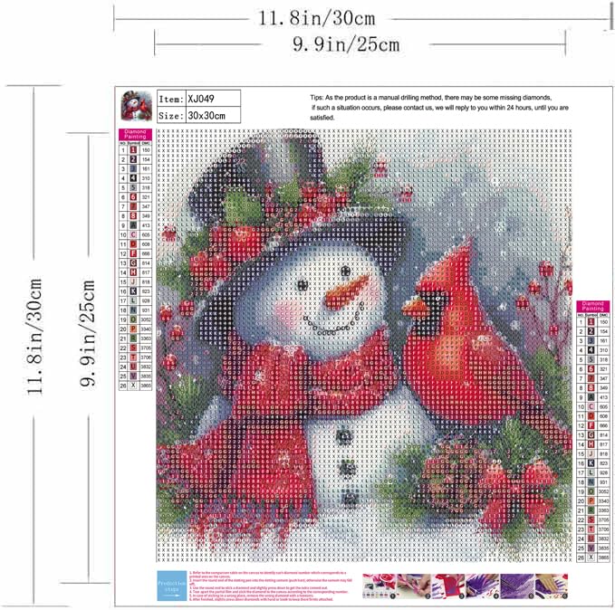 ZQEATRY Winter Snowman Diamond Art Kits for Adults-Christmas Snowman Cardinal Diamond Painting Kits,DIY 5D Full Round Drill Diamond Dots Art and Crafts for Adults,Home Wall Decor 11.8x11.8inch ZQEATRY