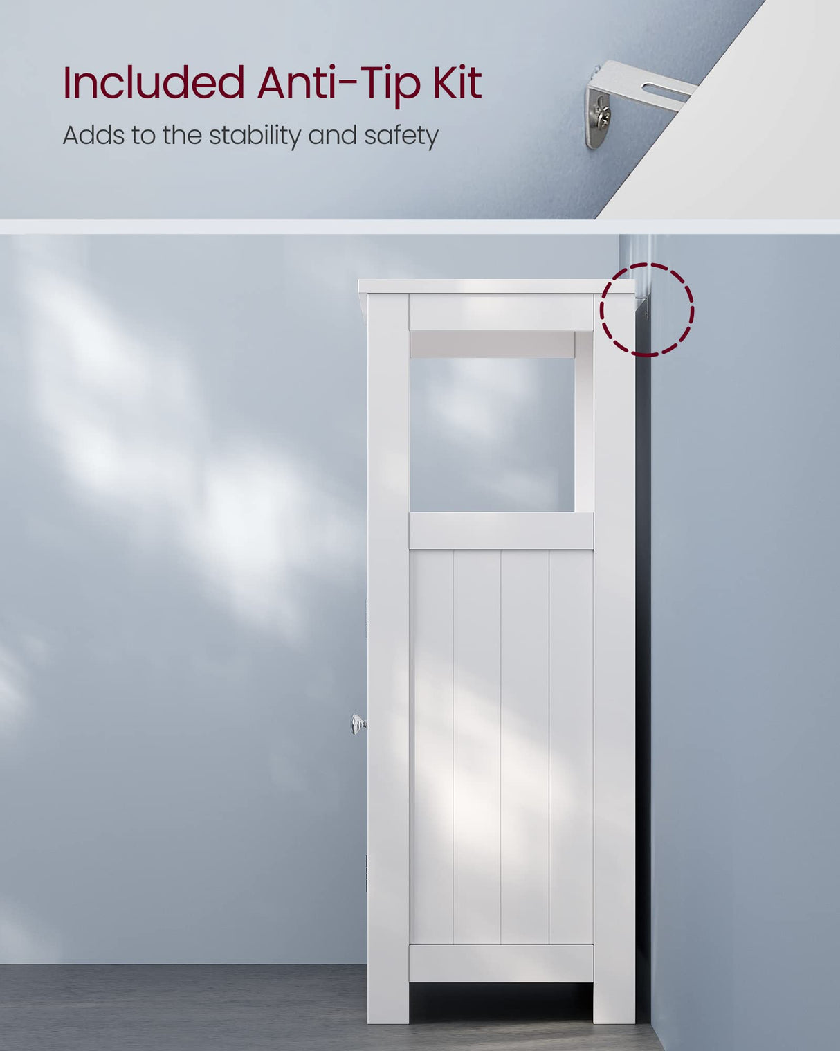 VASAGLE Bathroom Floor Cabinet, Bathroom Storage Cabinet, Freestanding, with Double Shutter Doors and Adjustable Shelf, for Bathroom, Living room, Entryway, Kitchen, White UBBC40WT VASAGLE