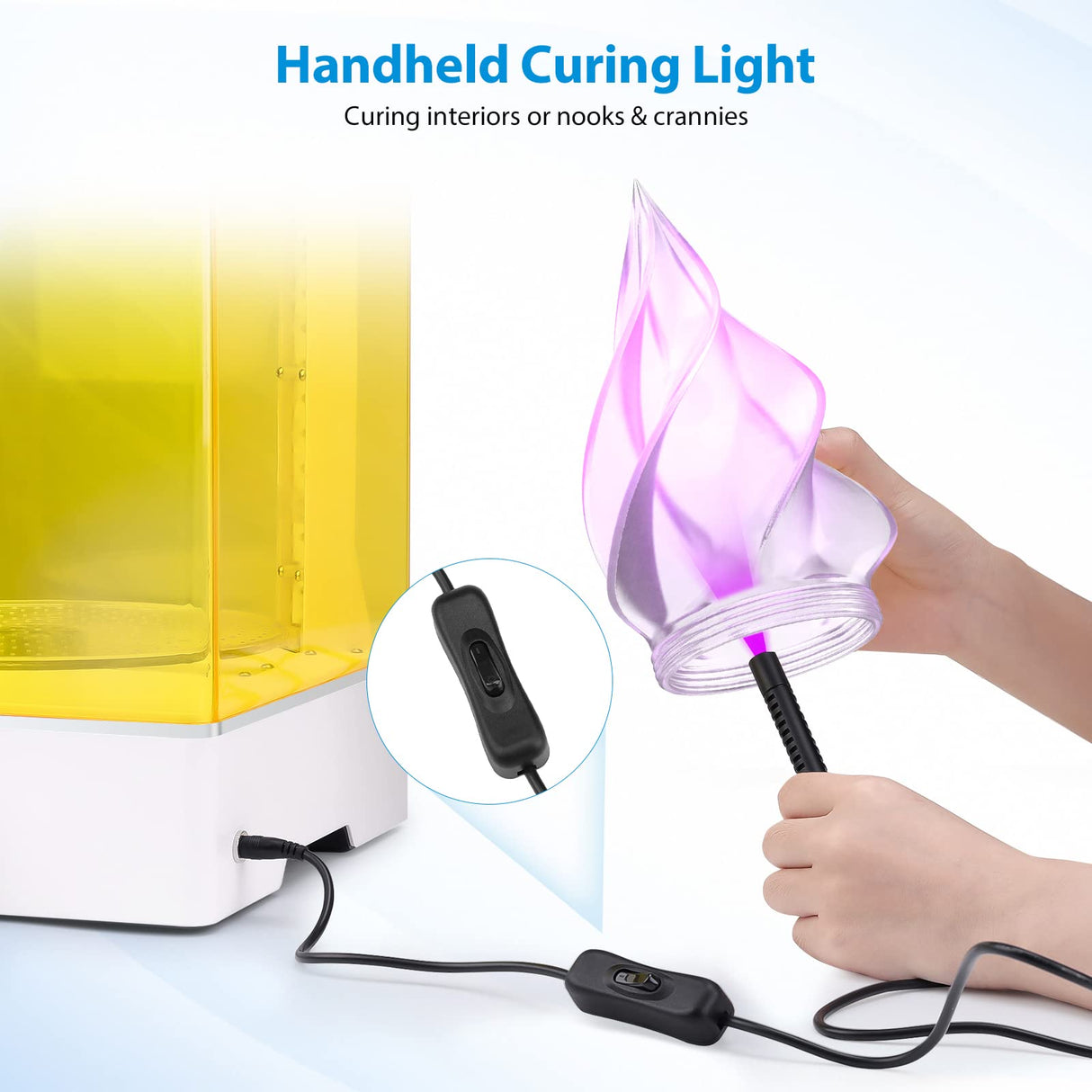 ELEGOO Mercury XS Bundle Wash and Cure Station with Handheld UV Curing Lamp Suitable for Saturn Mars MSLA 3D Printers ELEGOO