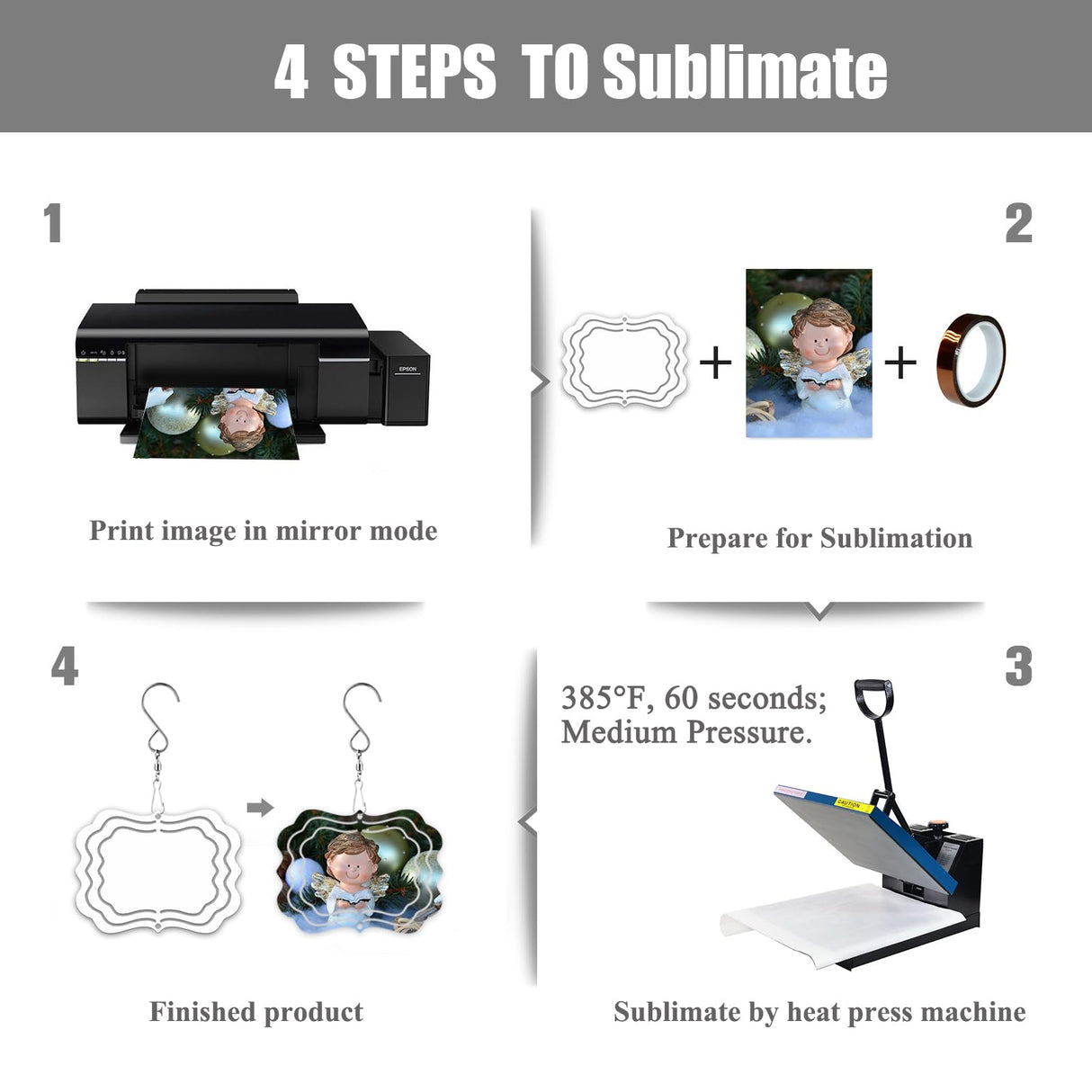 WindMage 12 Pack 3inch Sublimation Wind Spinner Blanks 3D Aluminum Metal Wind Sculpture Kinetic Spinners for Yard and Garden Indoor Art Sublimation Christmas Ornament Hanging Decoration (Photo Frame) WindMage