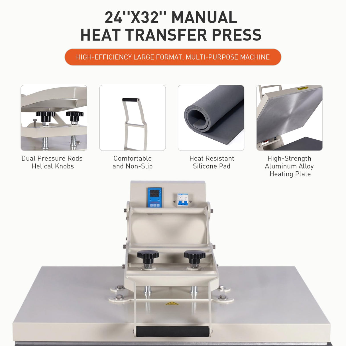 24x32 Inch Heat Press, 110V 4500W No Plug High Pressure Heat Press Machine for Business, Large Professional Digital Control Heat Transfer Machine for Sublimation TransferMuse
