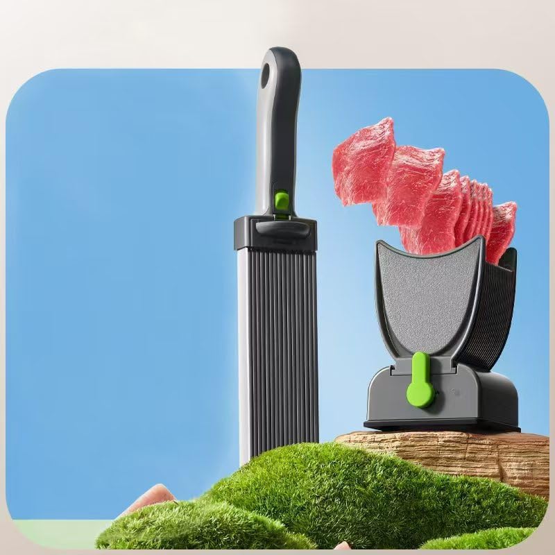 Gugxiom Fresh Meat Slicer Cleaver, Thickness Adjustable 2 or 4 mm, 17 IN 1 Stainless Steel Manual Fresh Meat Cutter Food Slicer, Fresh Meat Slicing Shredding, Not for Frozen or Deil Meat (Grey) Gugxiom