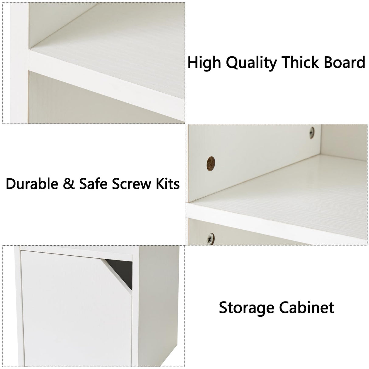 IBUYKE 6 Tier Narrow Bookcase with Doors, Cube CD DVD Storage Cabinet,Slim Media Tower Rack,Cabinet,White Bookcase Display Storage Shelves for Small Spaces,for Home Office White UWBC001W IBUYKE