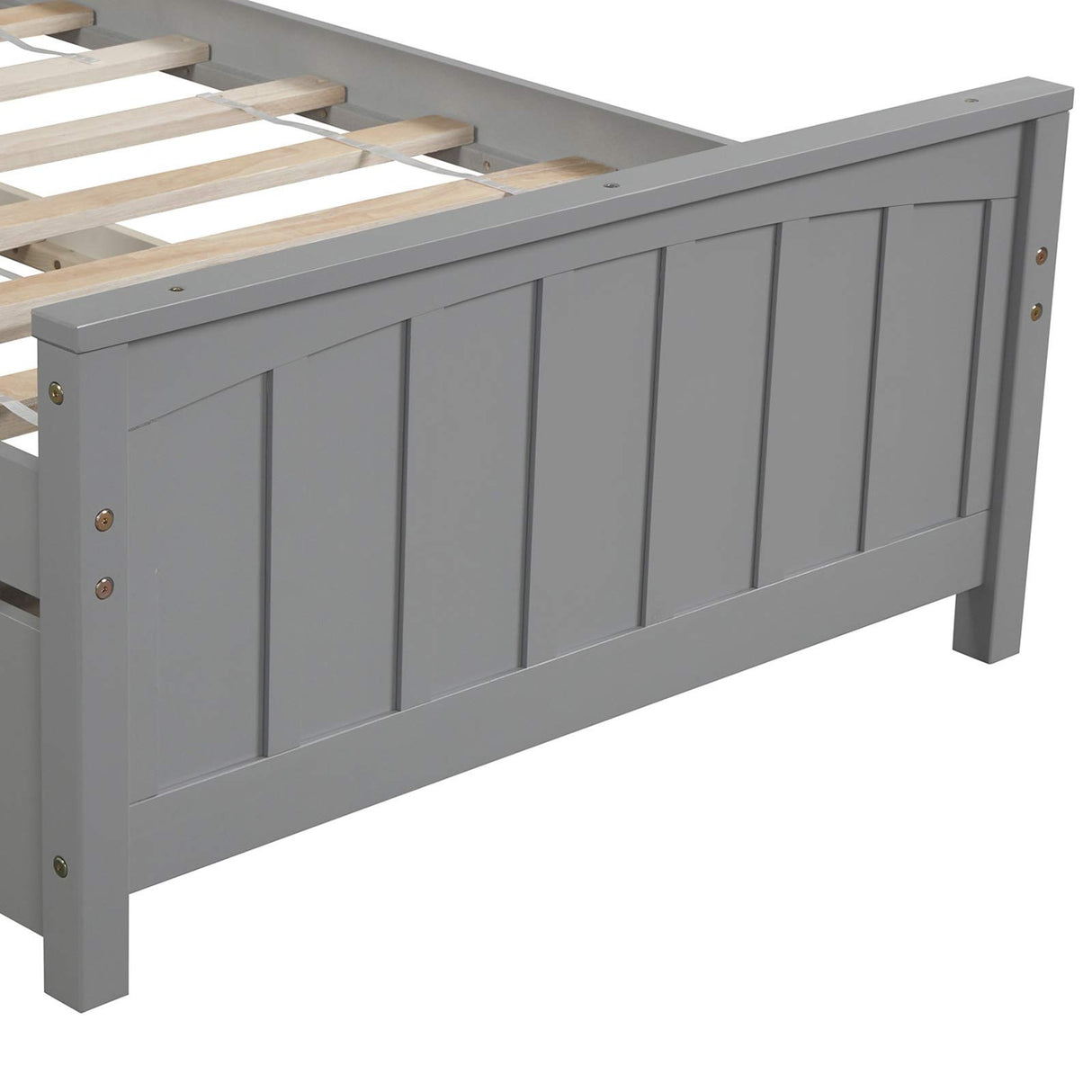 Harper & Bright Designs Twin Size Platform Bed with Trundle, Wooden Twin Bed Frame, Kids Platform Bed (Grey) Harper & Bright Designs