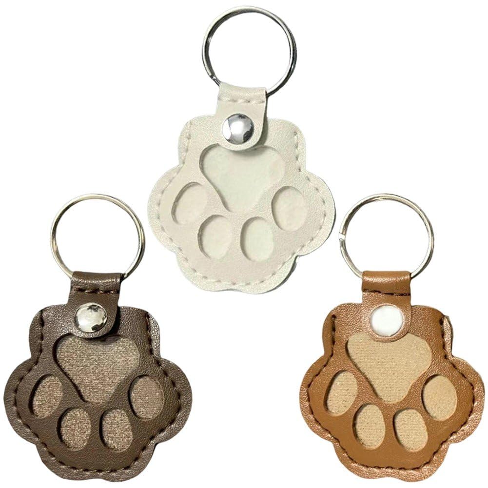 hzzsbu 3 Pcs Pet Hair Storage Keychain, Cat Paw Shaped Keychain, Pet Memorial Gift Keyring, Handmade Key Holder for Collecting Cat and Dog Hair hzzsbu