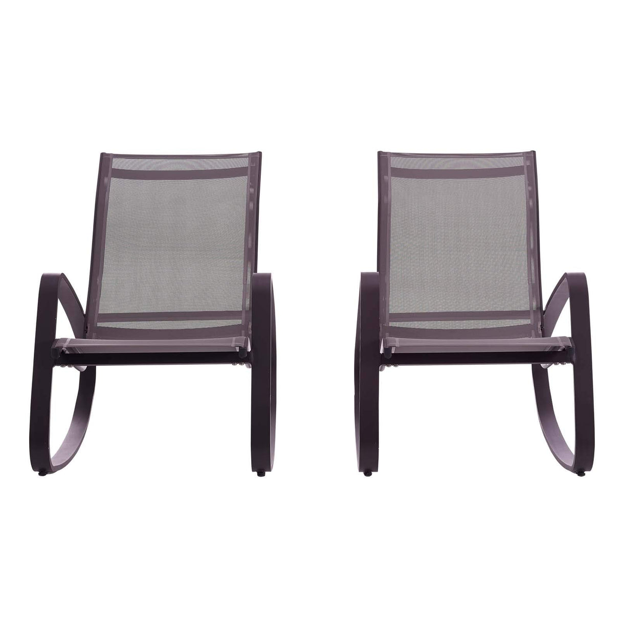 Modway Traveler Outdoor Patio Aluminum Mesh Rocking Sling Gliders, Two Lounge Chairs, Black Modway