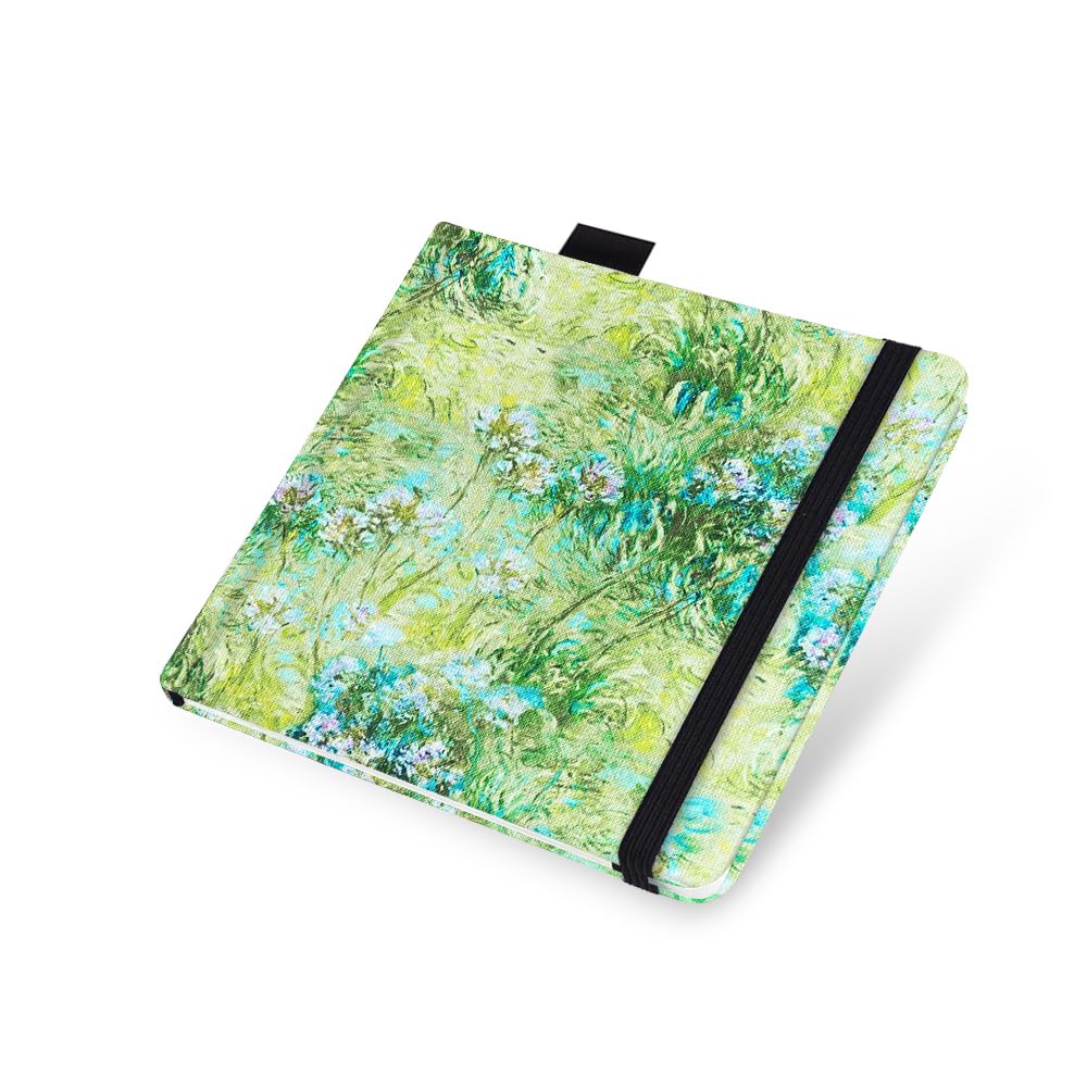 Watercolor Sketchbook,5x5 Inch Portable Square Cloth Cover Notebook, 20 Sheets Watercolor Textured Drawing Papers, 300 GSM Art Paper Sketchbook.Green Grassland qianshan